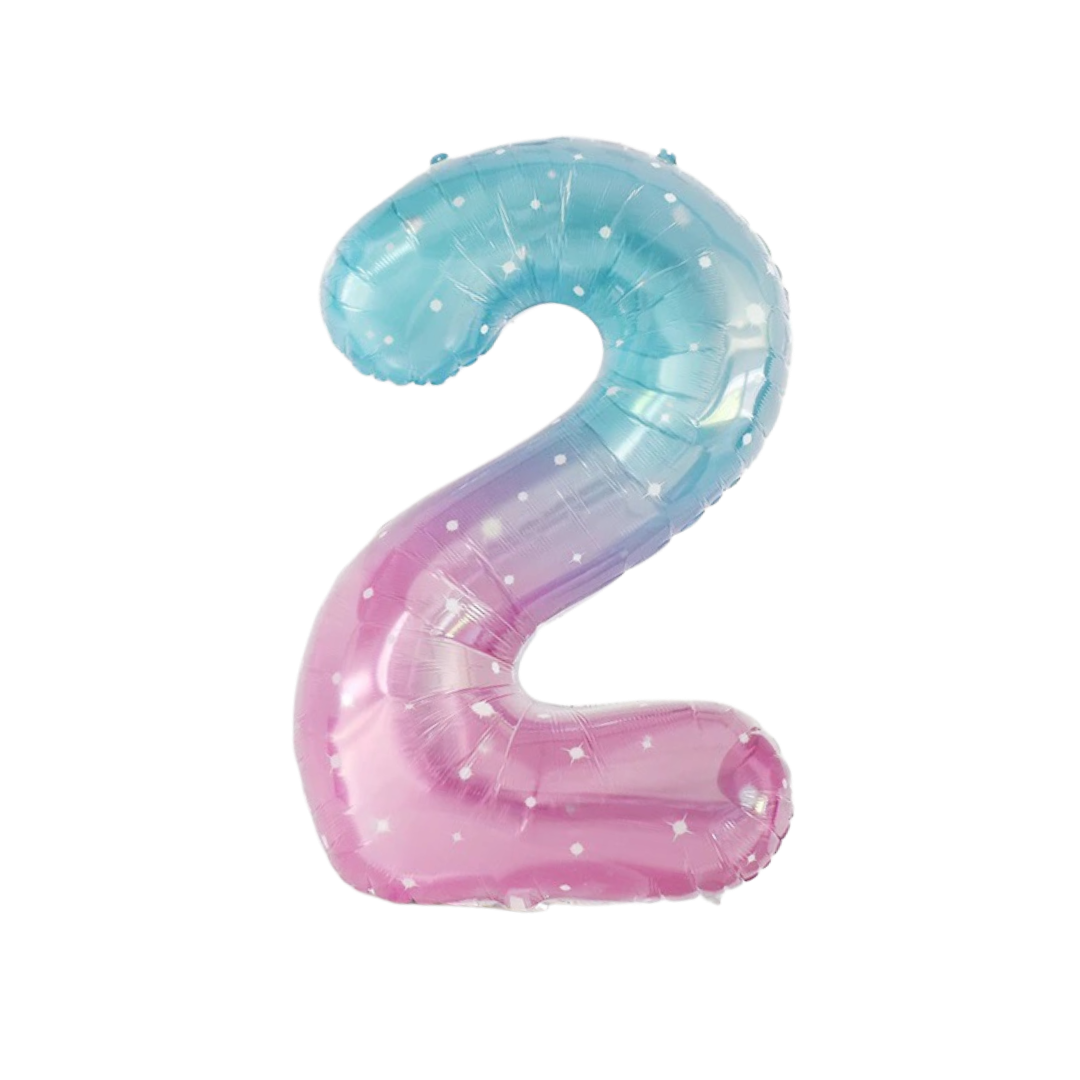 gradient blue number foil helium balloon for birthday celebration, Demuse Balloon KL