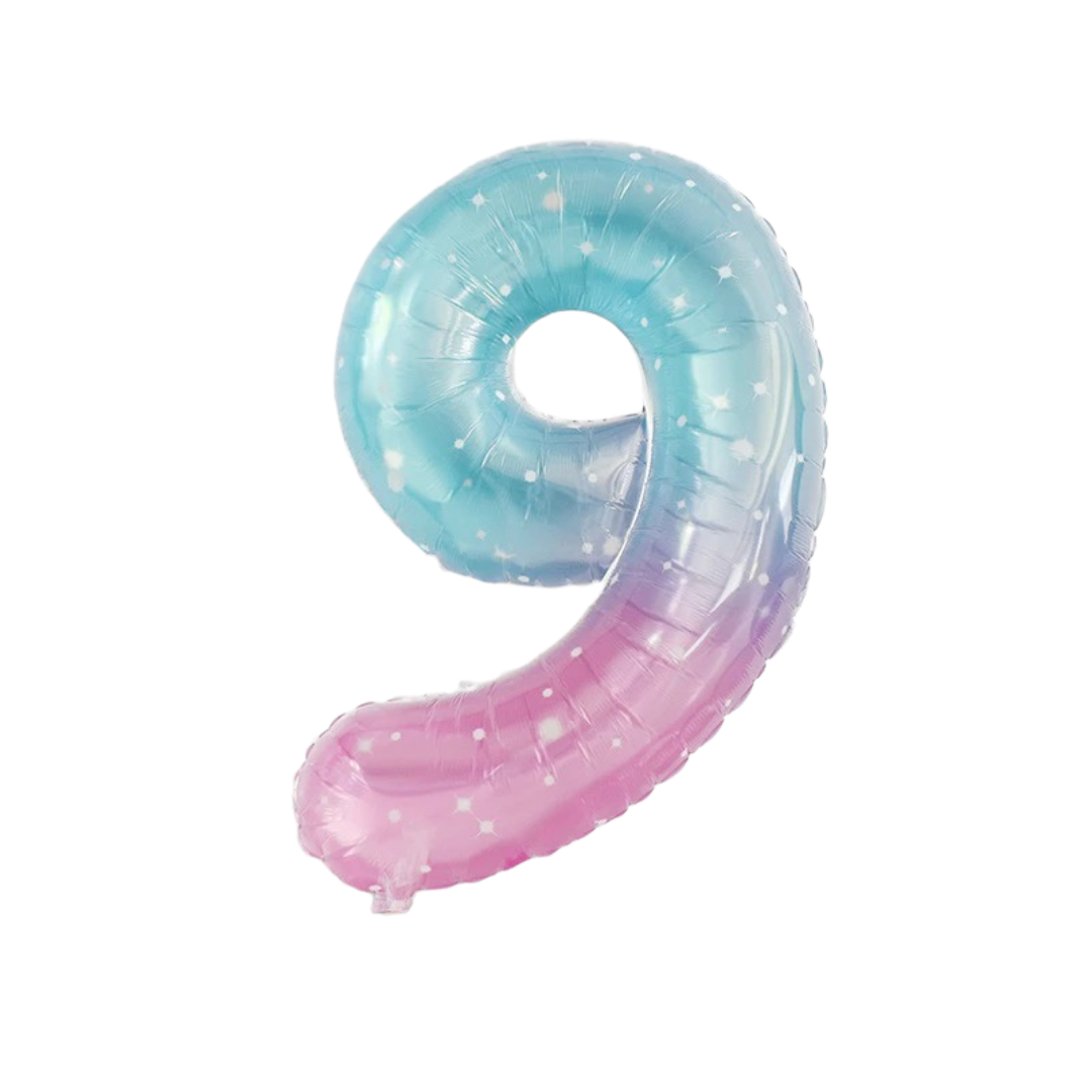 gradient blue number foil helium balloon for birthday celebration, Demuse Balloon KL