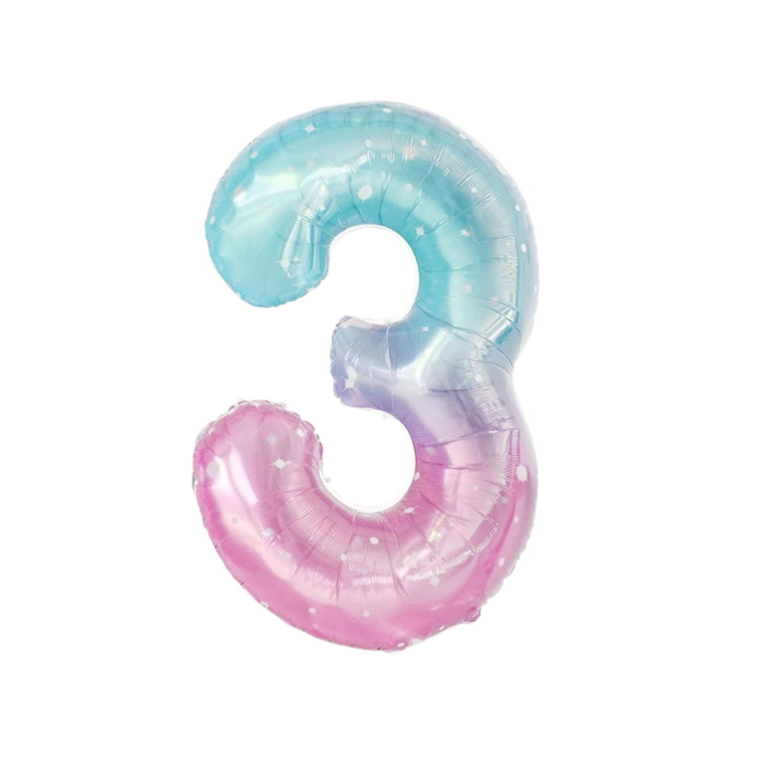 gradient blue number foil helium balloon for birthday celebration, Demuse Balloon KL