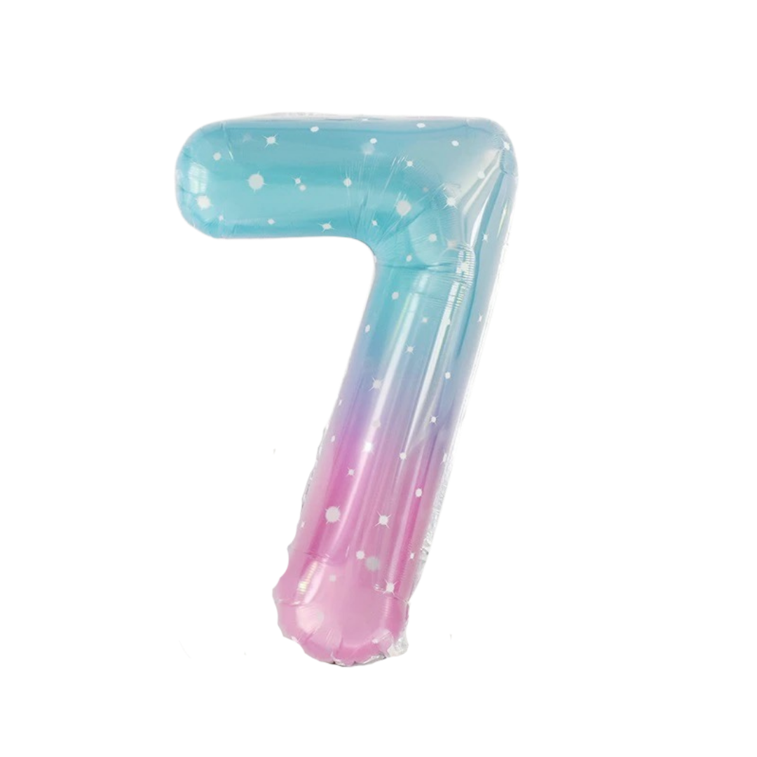 gradient blue number foil helium balloon for birthday celebration, Demuse Balloon KL