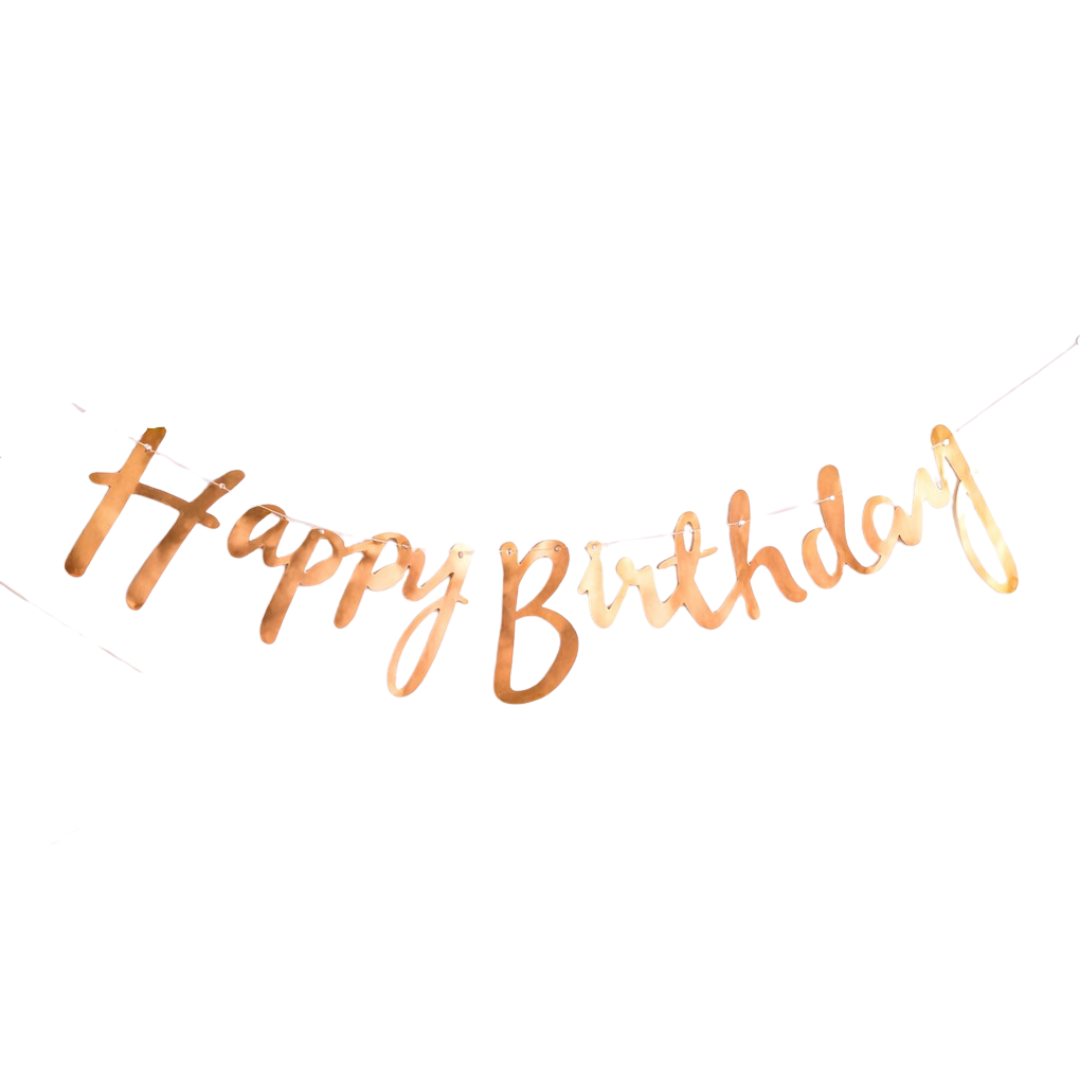 rose gold happy birthday banner