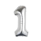 silver number foil helium balloon for birthday celebration, Demuse Balloon KL