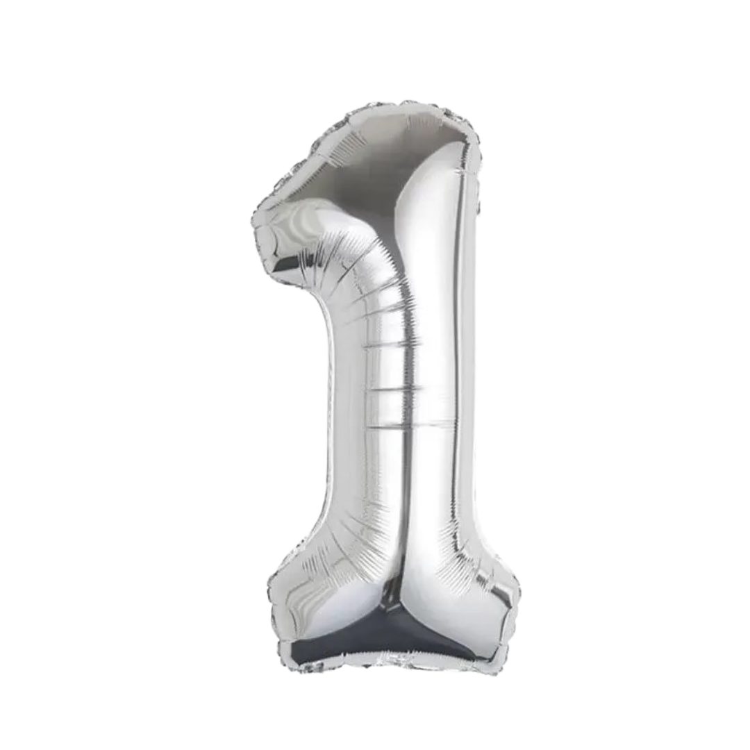 silver number foil helium balloon for birthday celebration, Demuse Balloon KL