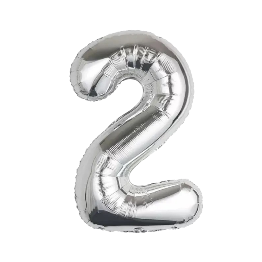 silver number foil helium balloon for birthday celebration, Demuse Balloon KL