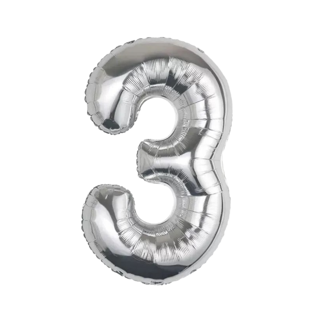 silver number foil helium balloon for birthday celebration, Demuse Balloon KL
