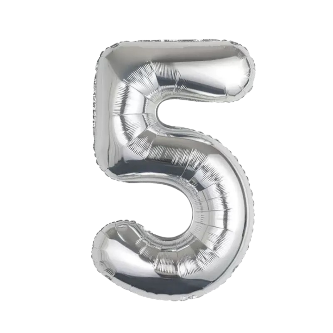 silver number foil helium balloon for birthday celebration, Demuse Balloon KL