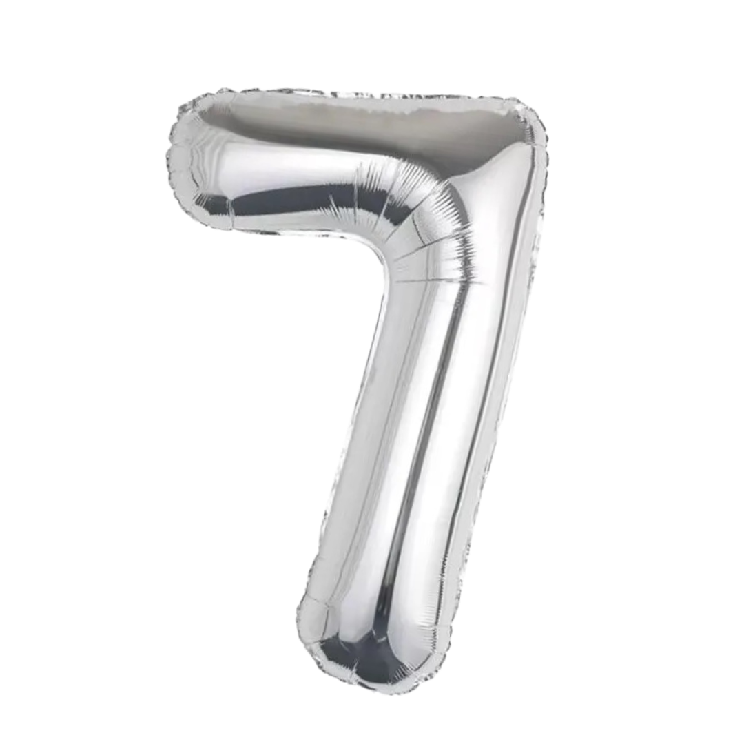 silver number foil helium balloon for birthday celebration, Demuse Balloon KL