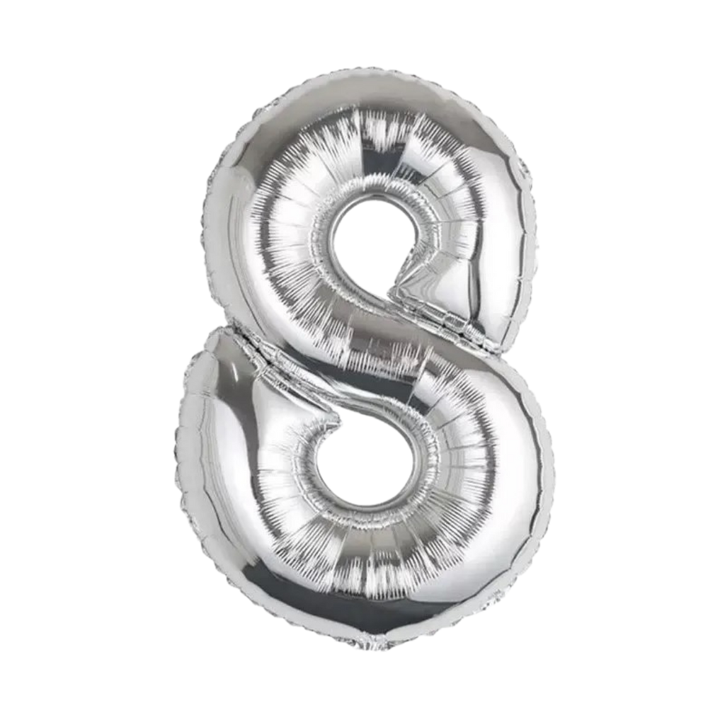 silver number foil helium balloon for birthday celebration, Demuse Balloon KL