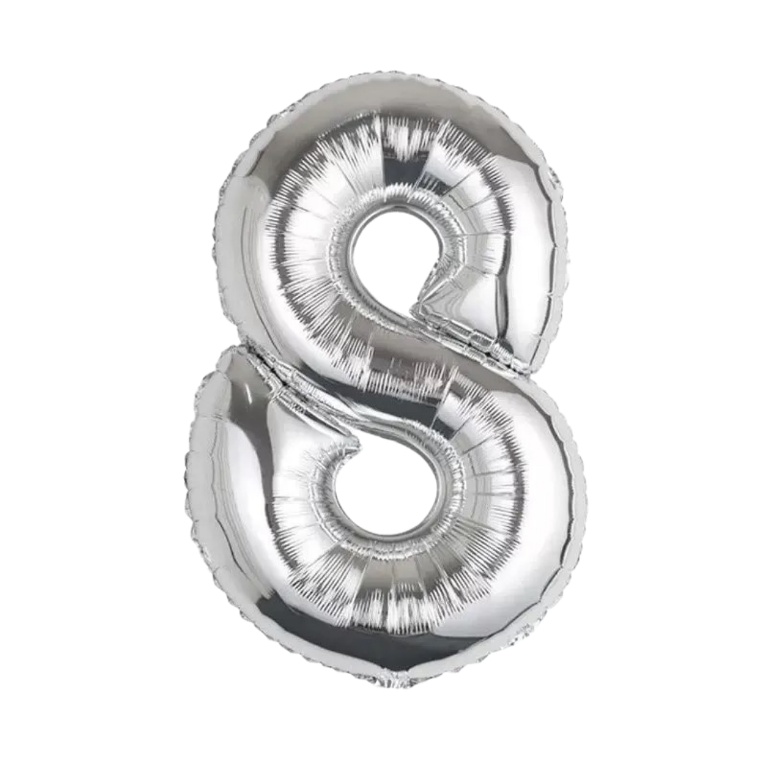 silver number foil helium balloon for birthday celebration, Demuse Balloon KL