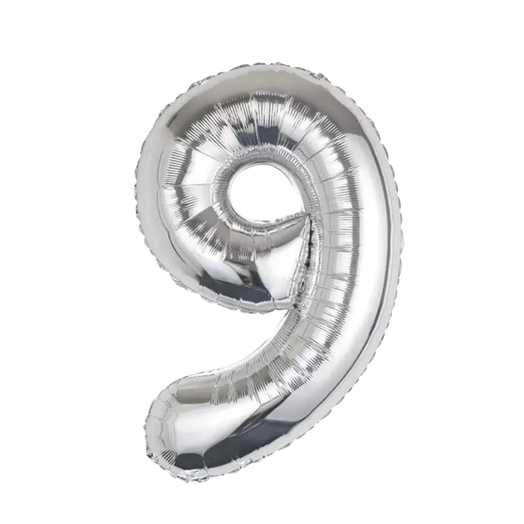 silver number foil helium balloon for birthday celebration, Demuse Balloon KL