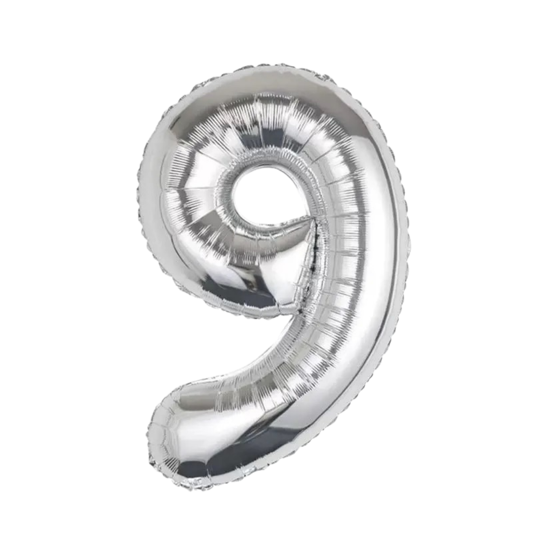 silver number foil helium balloon for birthday celebration, Demuse Balloon KL
