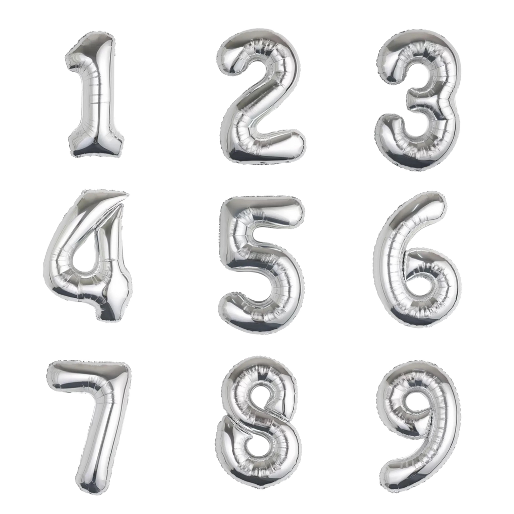 silver number foil helium balloon for birthday celebration, Demuse Balloon KL